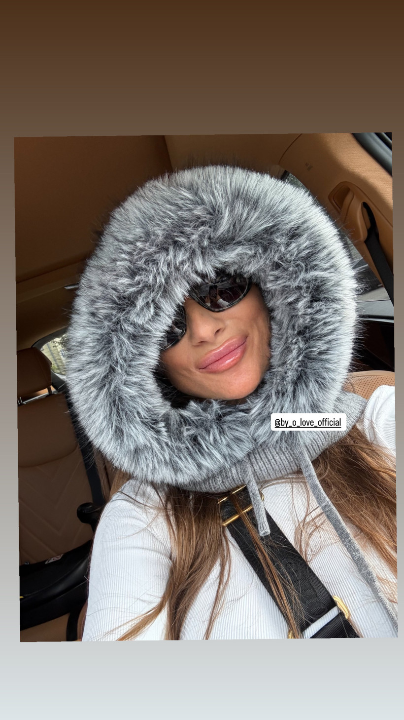 Szary Balaclava Aura futerko sztuczne nowy damski czapka szalik komin