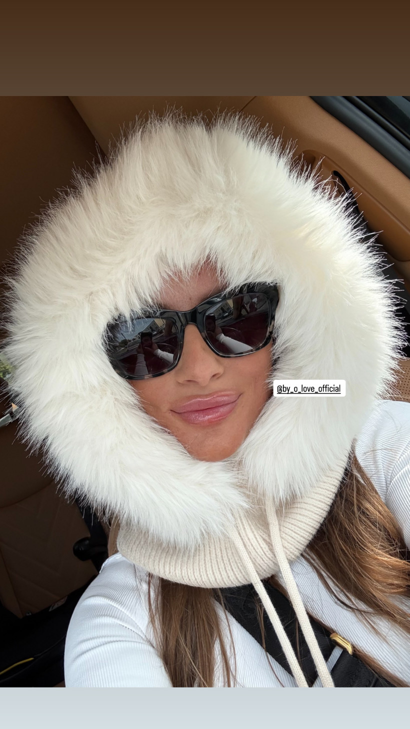 Beż  Balaclava Aura futerko sztuczne nowy damski czapka szalik komin