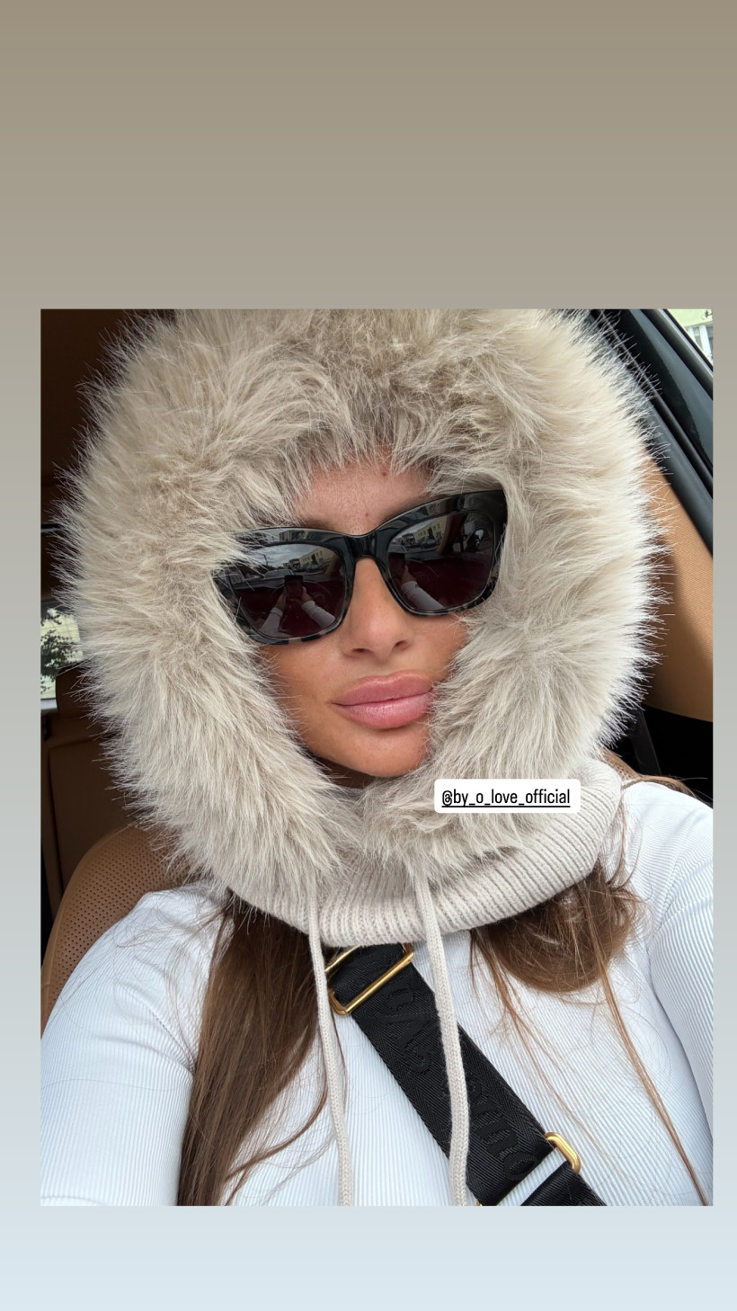 Szary beż Balaclava Aura futerko nowy damski czapka szalik komin