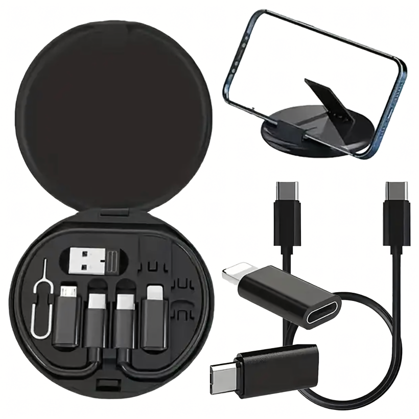 Organizer Podróżny 5w1 do Telefonu i Akcesoriów – USB-C, Lightning, Micro, USB-A