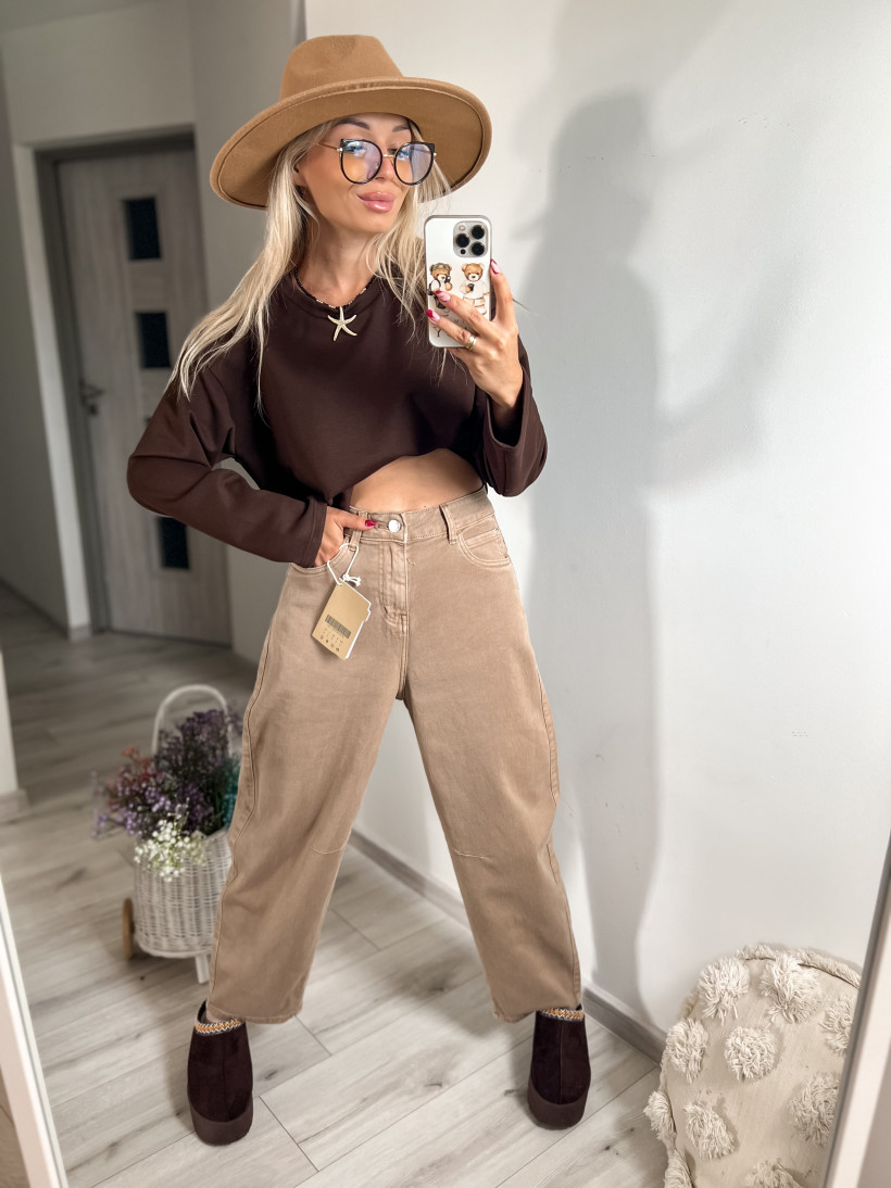 Spodnie Ballon msara beż bs955-103 7/8