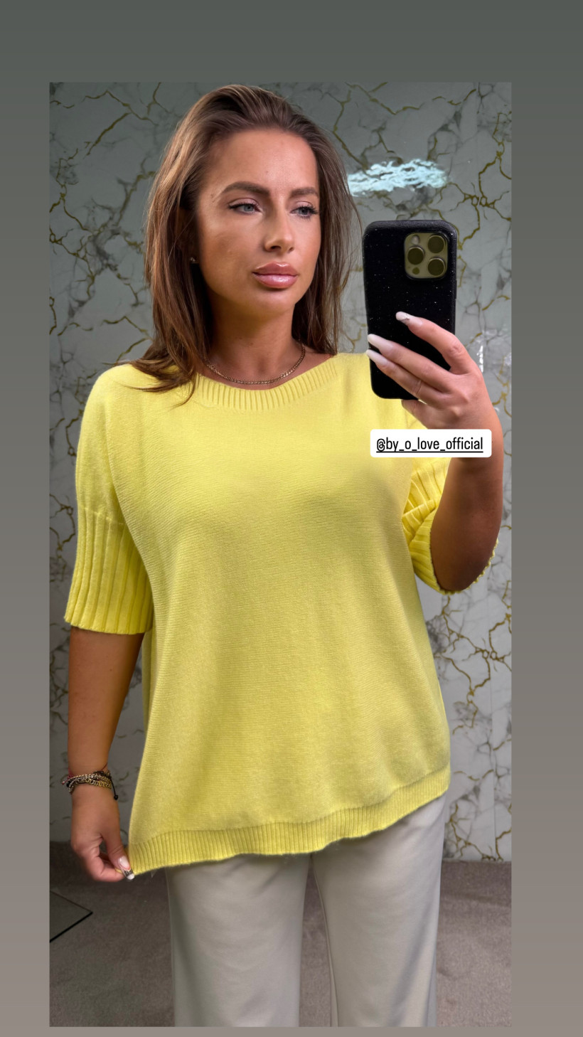 Sweter żółty nowy damski unii nietoperz ściągaczem 