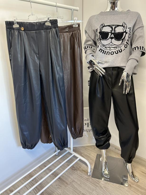 Spodnie joggery eko skórka Minouu