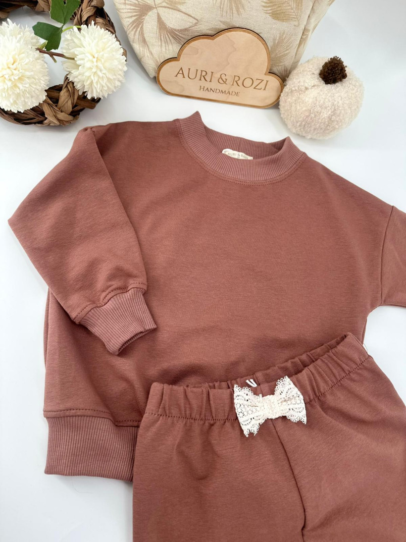 DRES BRĄZOWY BLUZA + SPODNIE AURI&ROZI