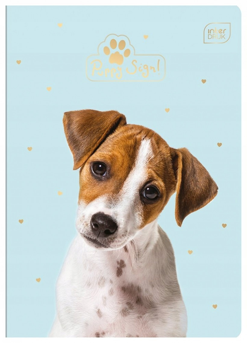 Zeszyt A5 w kratkę 16 kartek Puppy Sign- miętowy- pies