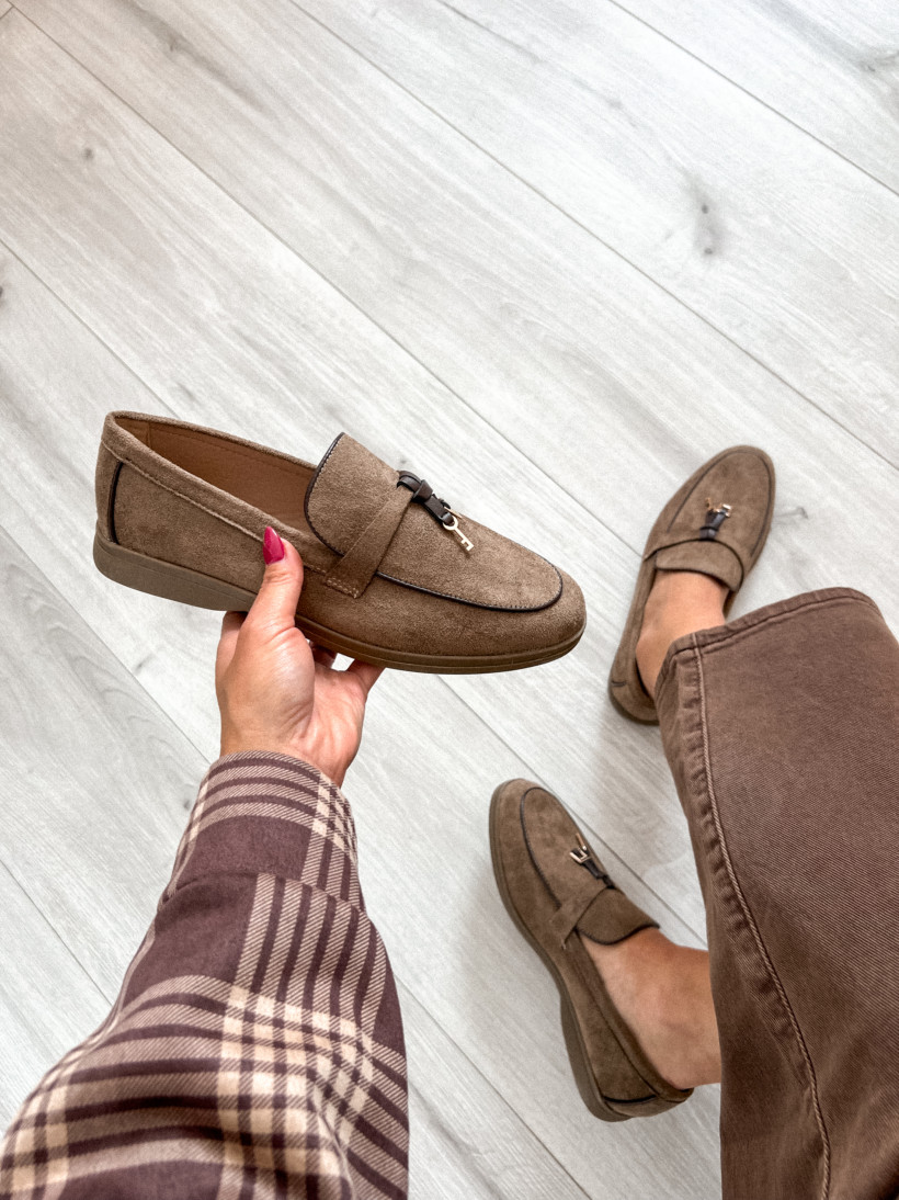 Mokasyny zamsz 1837 khaki