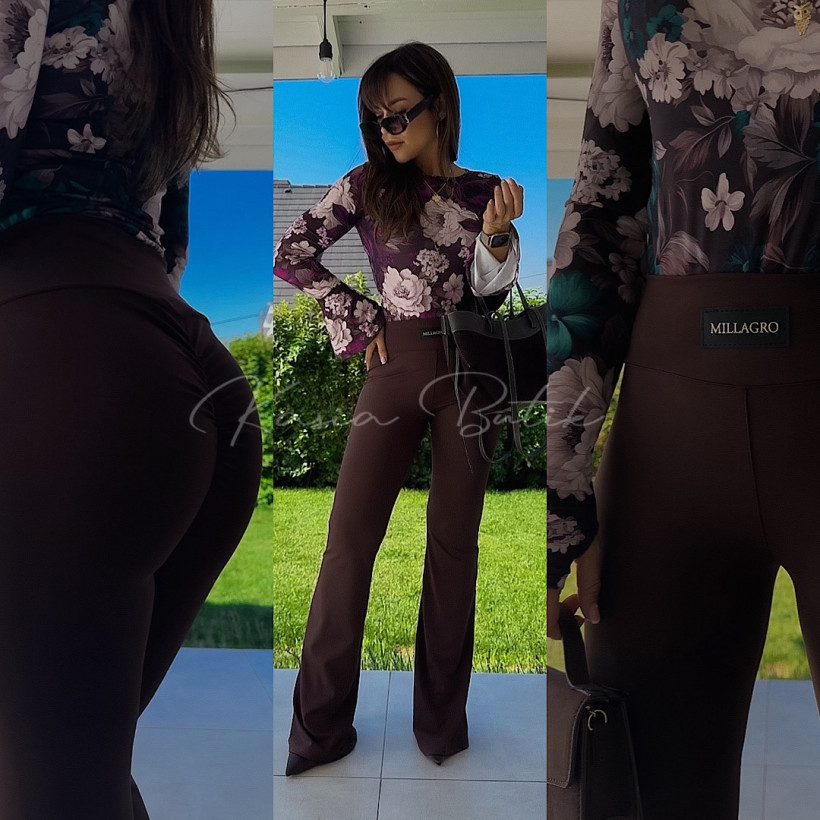 Legginsy Modelujące Dzwony Push Up Millagro Czekoladowe