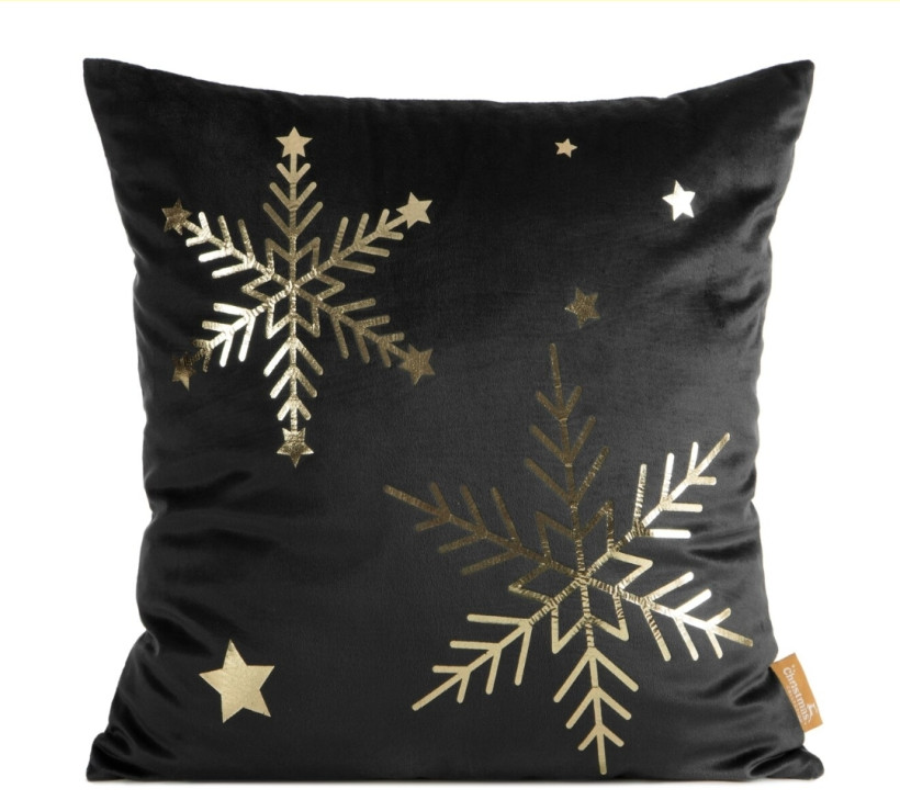 Poszewka 45x45cm Świąteczna gwiazdy czarna