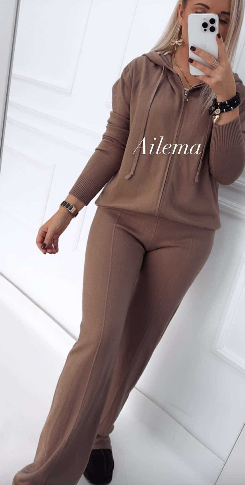 Komplet dzianinowy T2314 spodnie i bluza