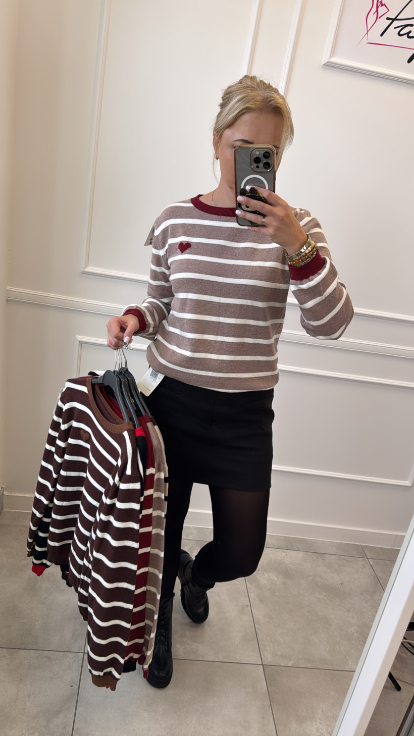 Sweter pasy serce 13532