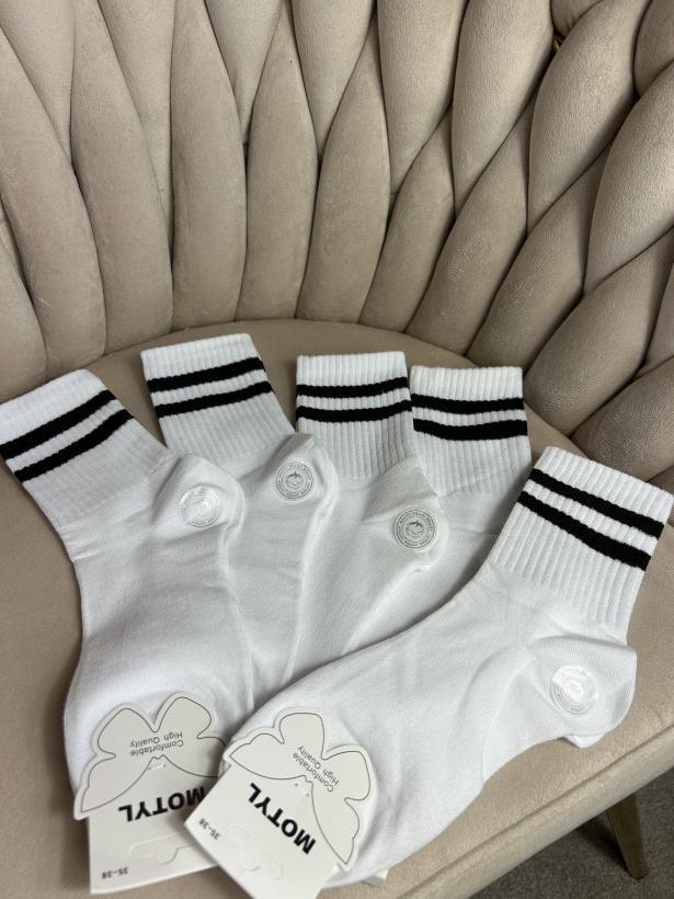C* skarpetki białe z paskami 5-pak