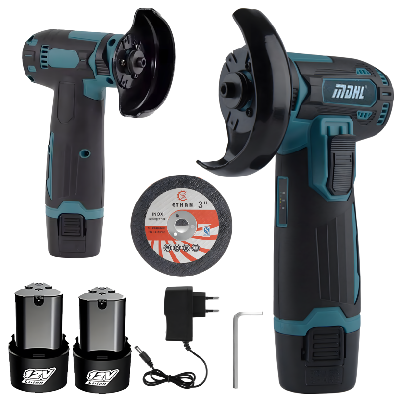 Szlifierka kątowa 3" akumulatorowa 12V bezszczotkowa 2×Aku 76 mm