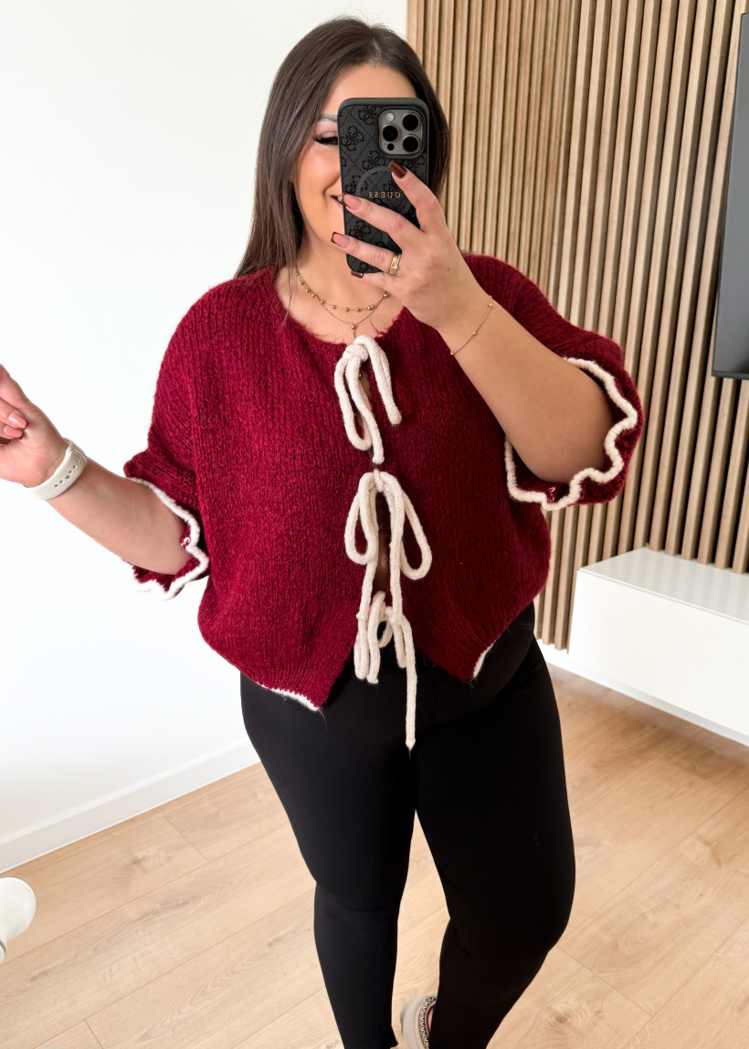 Sweter MOHEROWY bordowy 