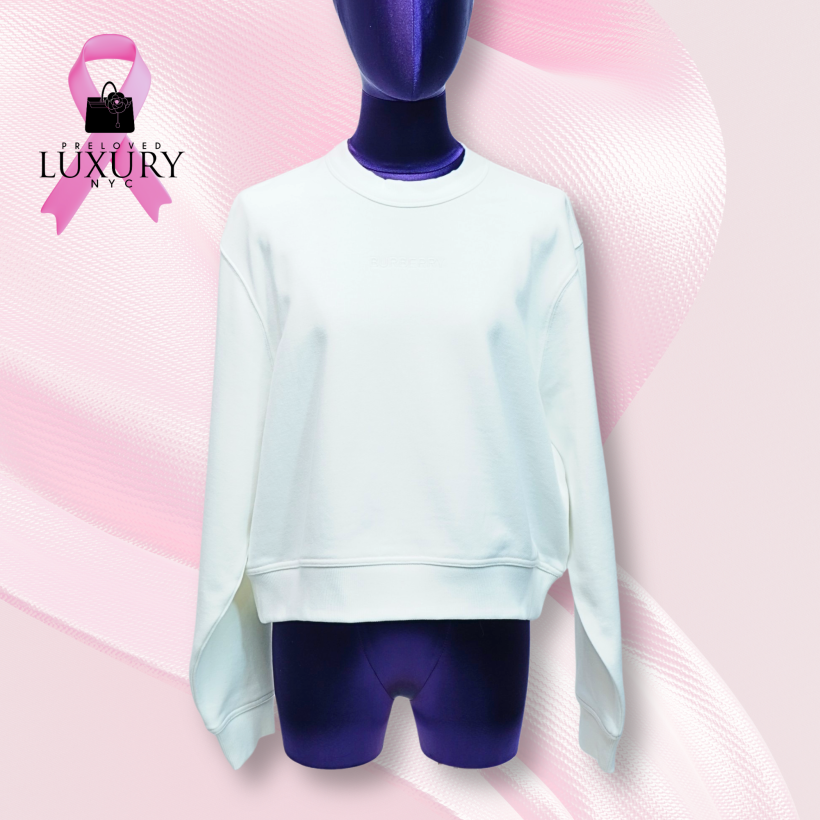 BURBERRY Torto Embroidered Logo White Sweater