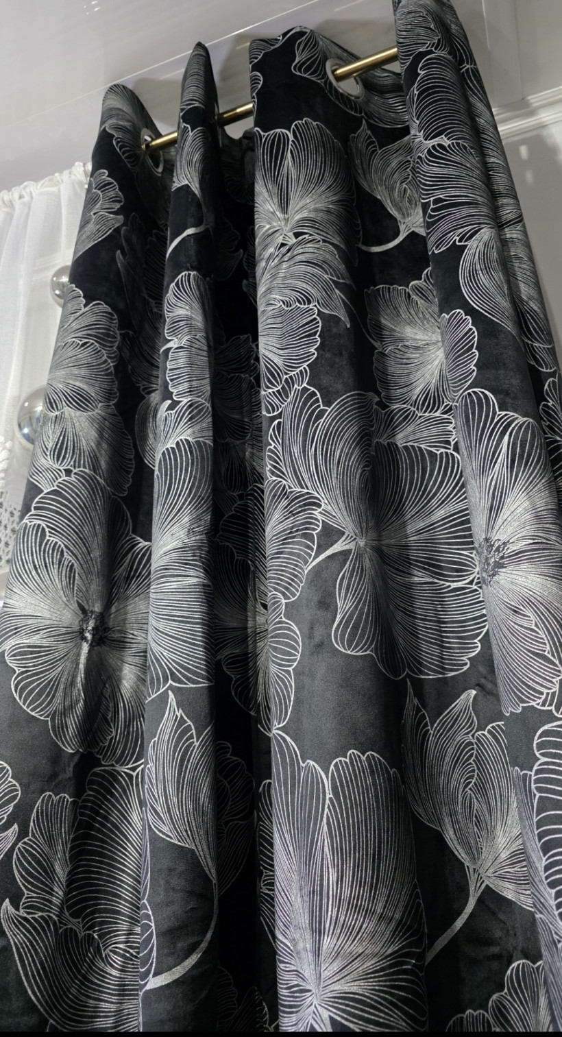 Zasłona welur 140x250cm czarno srebrny