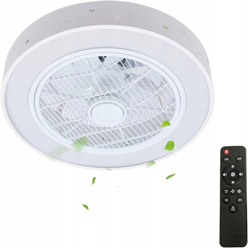 WENTYLATOR SUFITOWY Z LAMPĄ LED NOWOCZESNY 3 prędkości timer biała