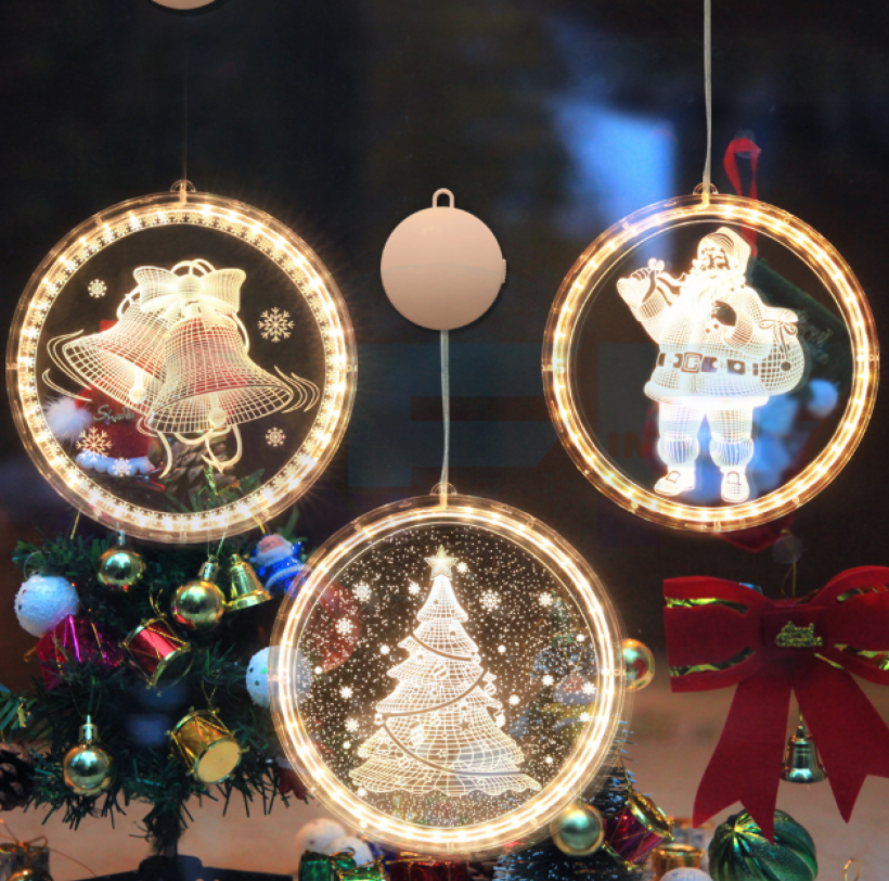 Lampki 3D LED świąteczne witrażowe mix wzorów