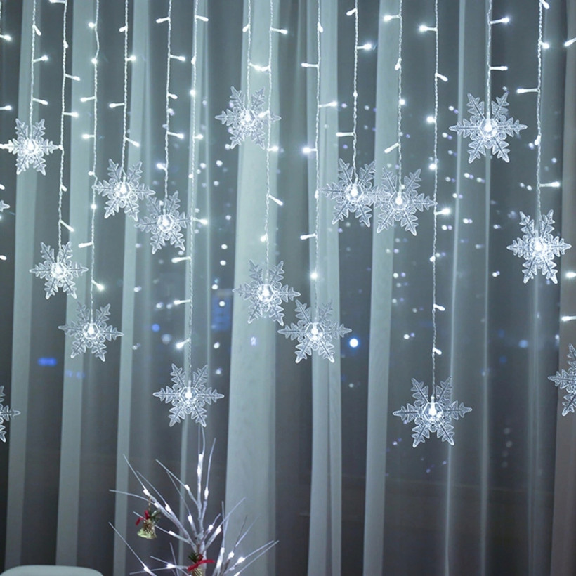 Kurtyna świetlna LED płatki śniegu 3,2 m