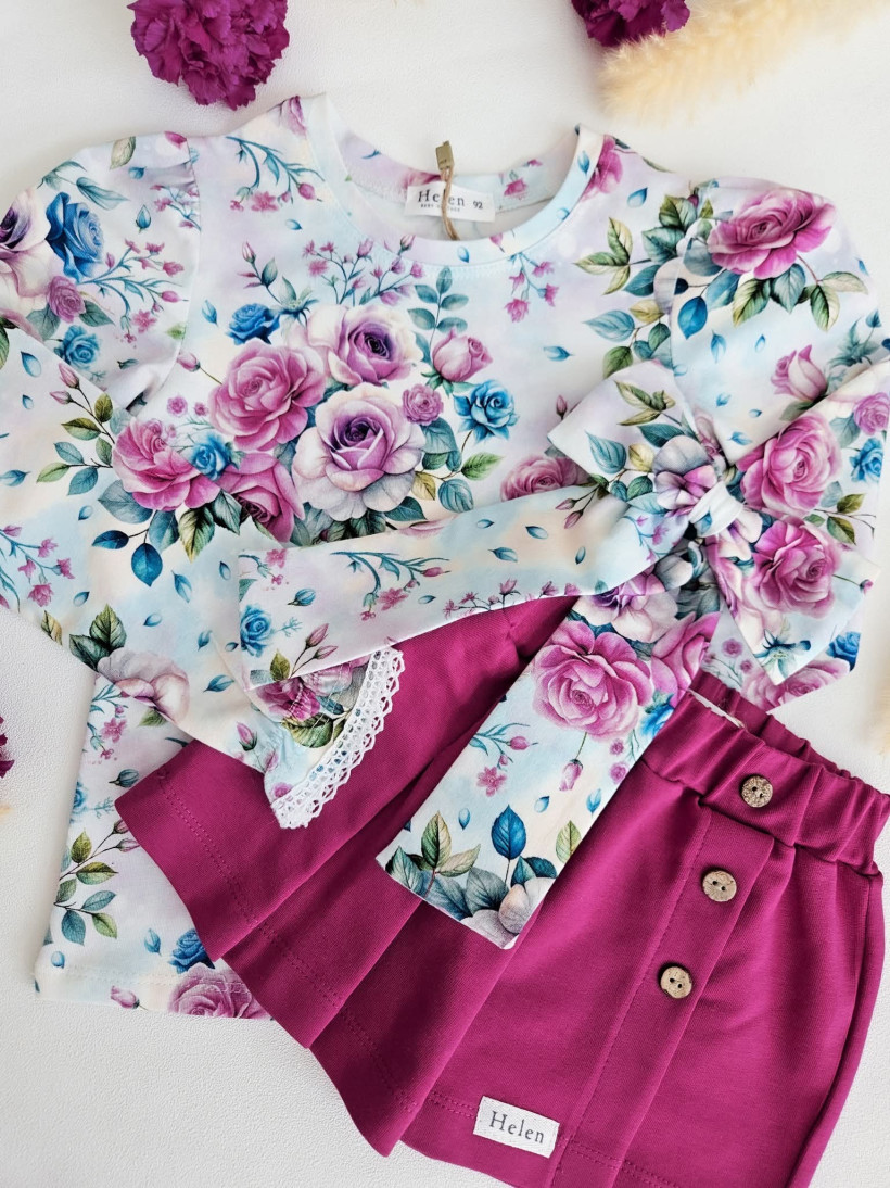 SPÓDNICO-SPODENKI Z DRESÓWKI Z GUZICZKAMI AMARANT HELEN