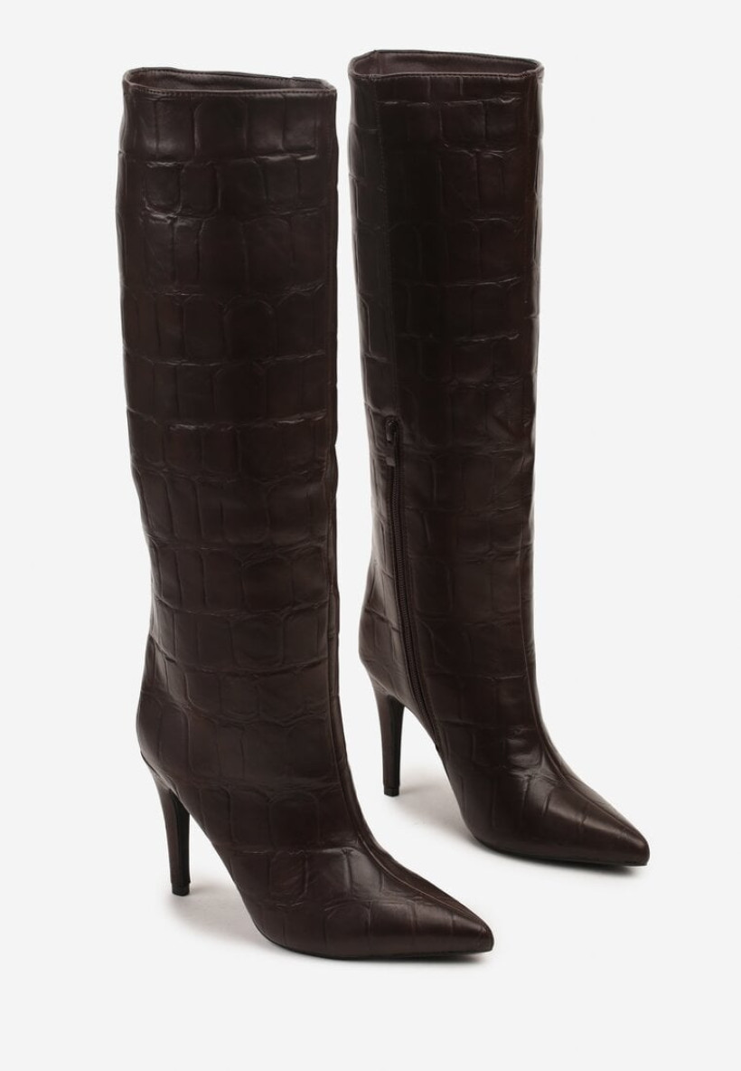 IDEAL KOZAKI NA SZPILCE TŁOCZENIE CZEKOLADA