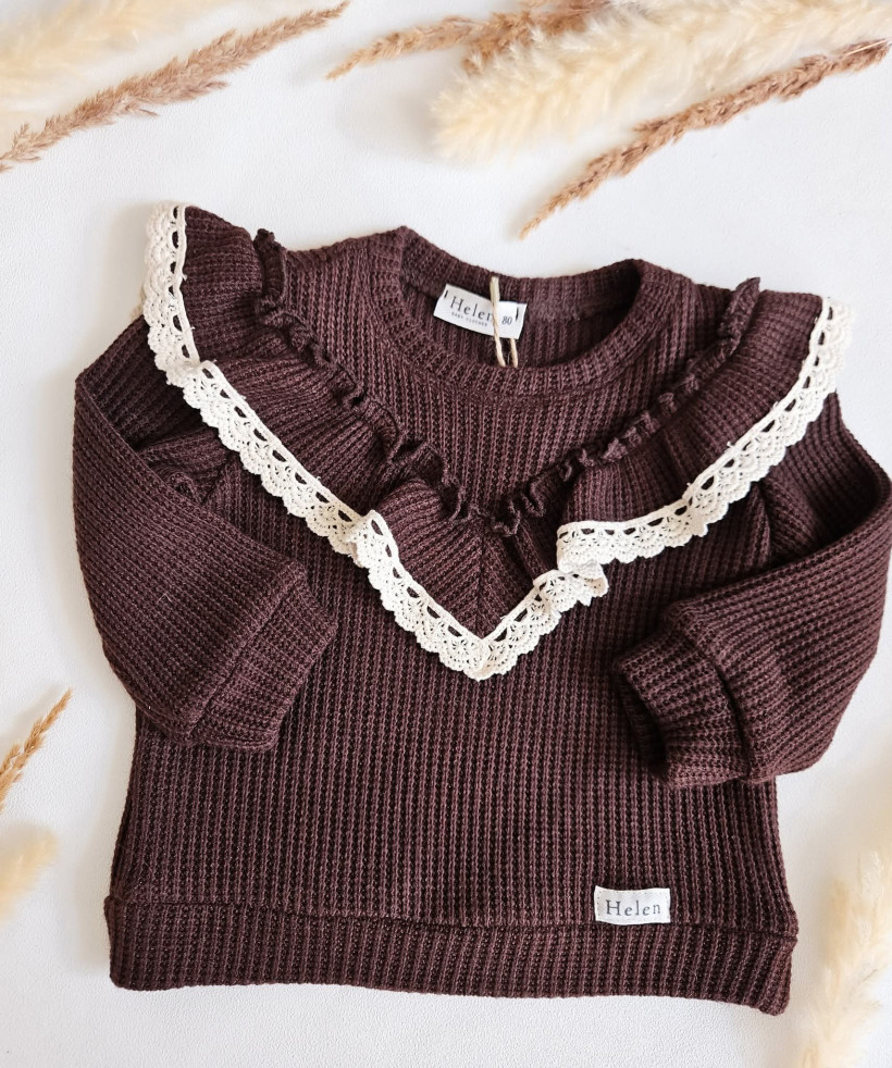 SWETEREK CZEKOLADA DZIANINA WAFELKOWA HELEN