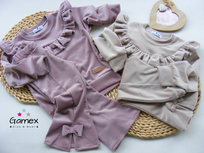 Dres welur falbana beż Gamex