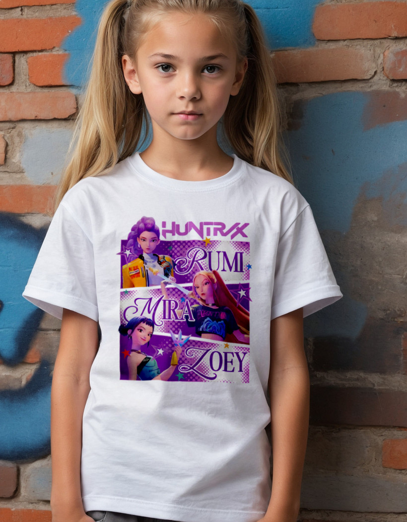 ZA T-shirt BIAŁY - huntrix trzy gwiazdy