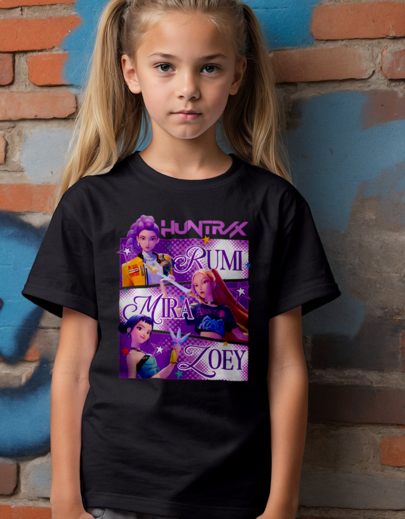 ZA T-shirt CZARNY - huntrix trzy gwiazdy
