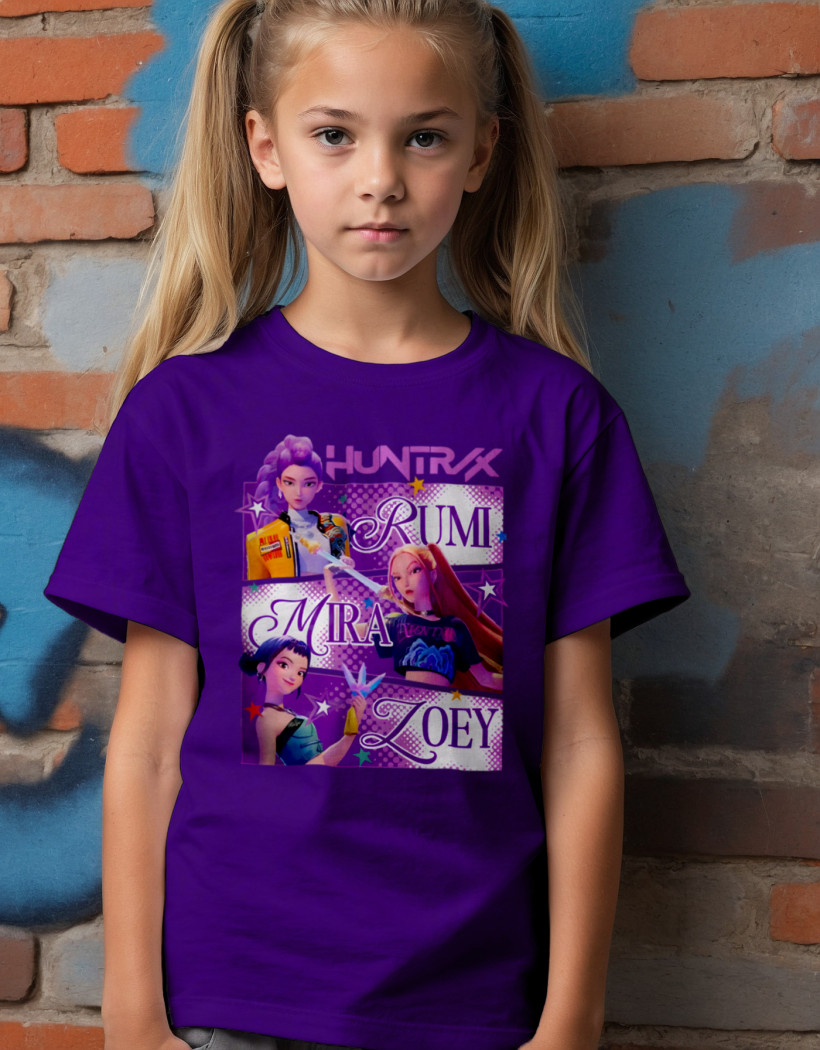 ZA T-shirt FIOLETOWY - huntrix trzy gwiazdy