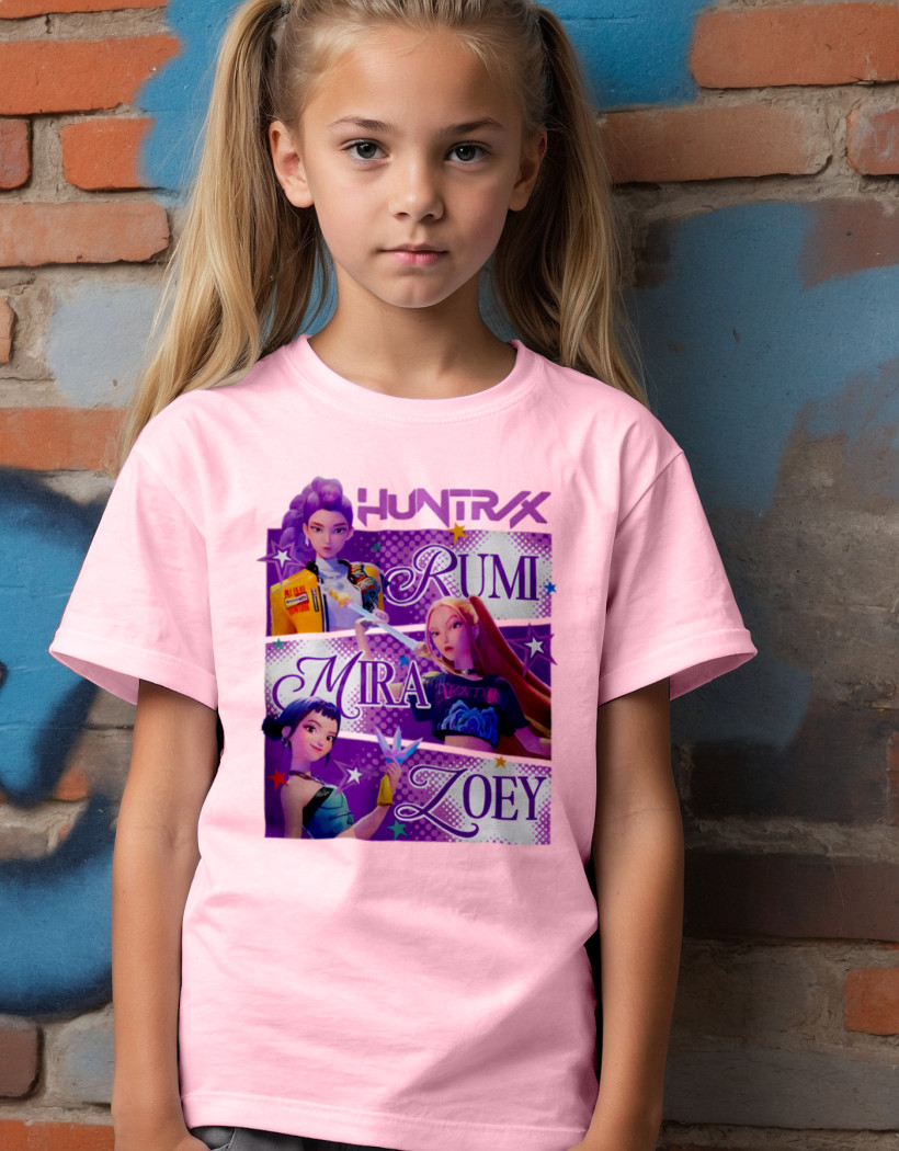 ZA T-shirt RÓŻ - huntrix trzy gwiazdy
