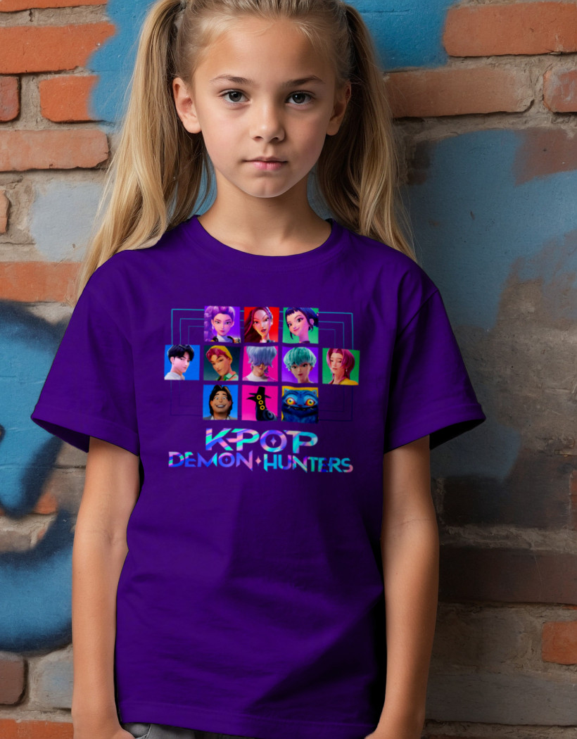 ZA T-shirt FIOLETOWY - kpop demon hunters postacie
