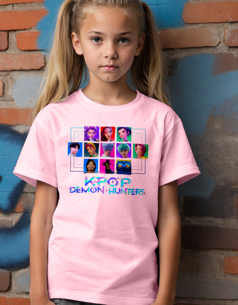 ZA T-shirt RÓŻ - kpop demon hunters postacie