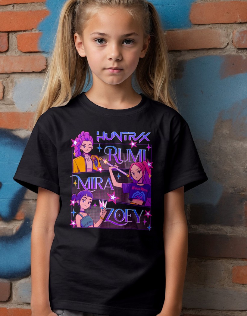 ZA T-shirt CZARNY - huntrix rumi mira zoey