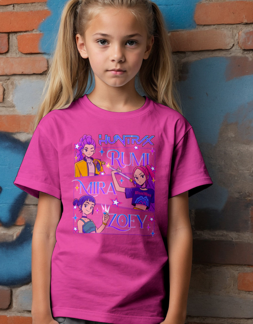 ZA T-shirt FUKSJA - huntrix rumi mira zoey