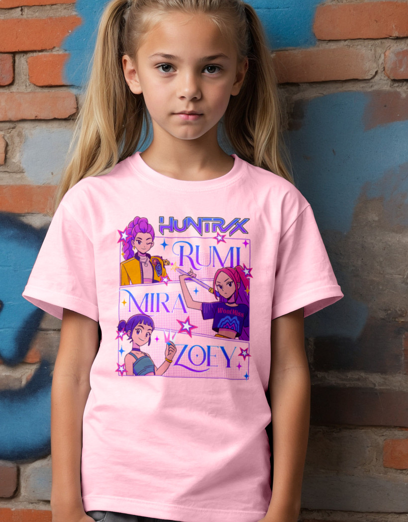 ZA T-shirt RÓŻ - huntrix rumi mira zoey