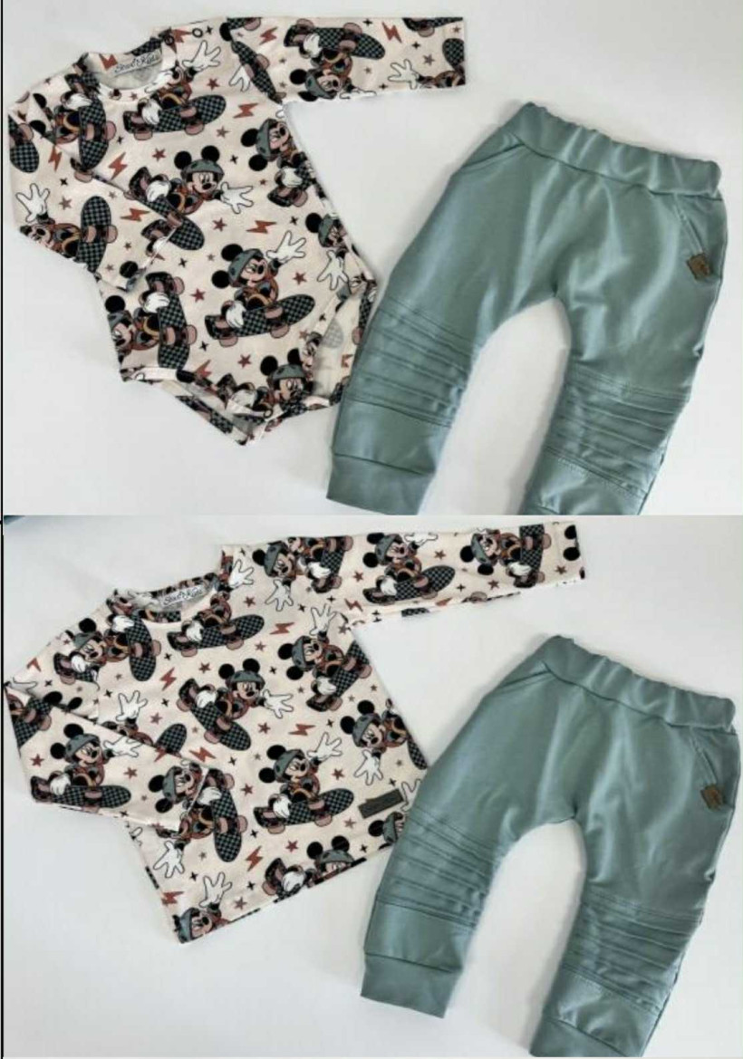 KOMPLET BODY(68-86)/BLUZKA (92-122) MYSZKA MIKI + SPODNIE MINERALNE STAR KIDS