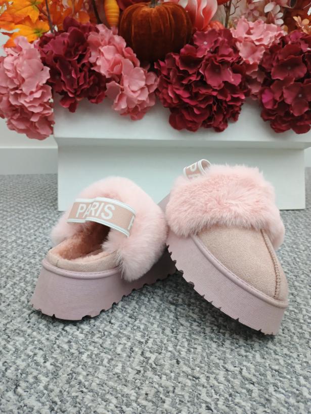 Bamboszki z odkrytą piętą Paris róż 