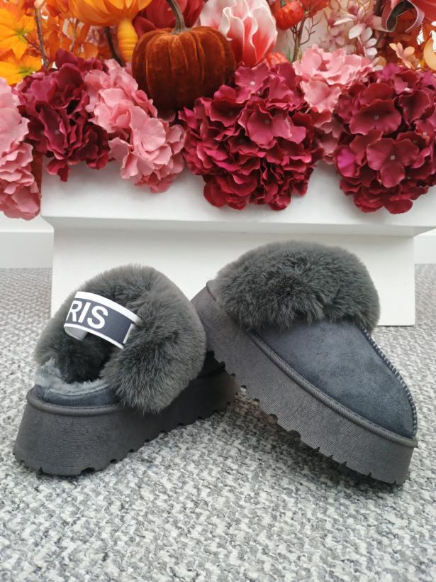 Bamboszki z odkrytą piętą Paris szary