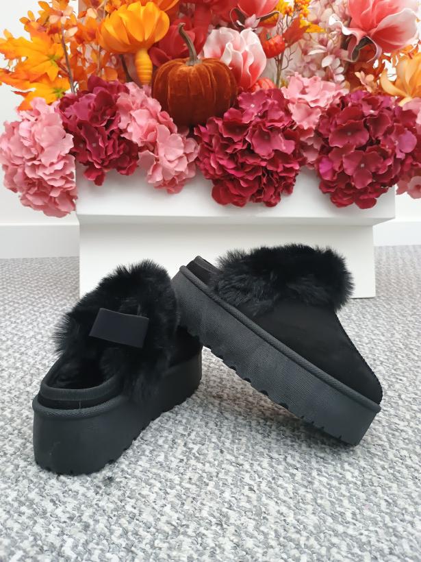 Bamboszki z odkrytą piętą czarne