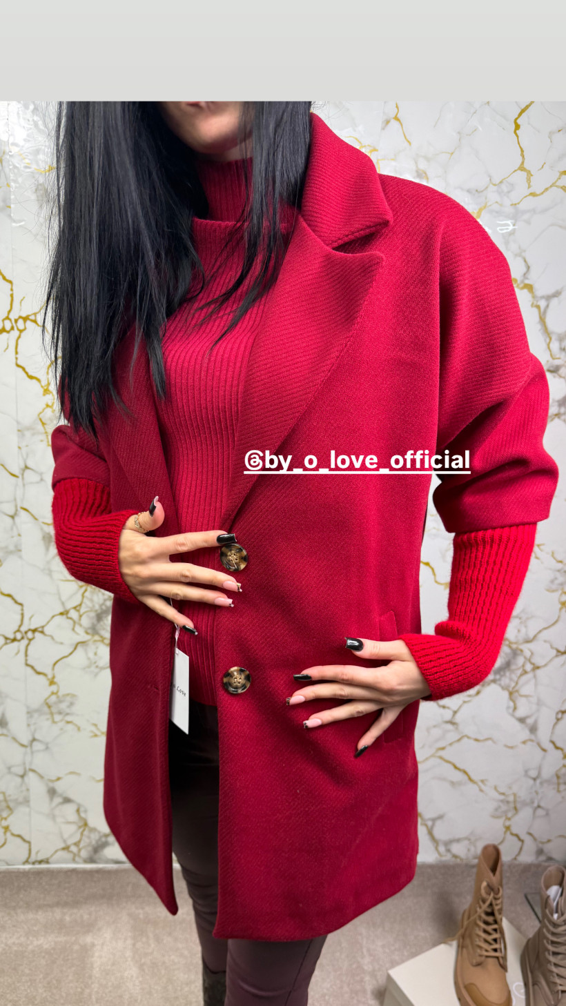 Nowy płaszcz damski marynarka bordo wiśnia unii