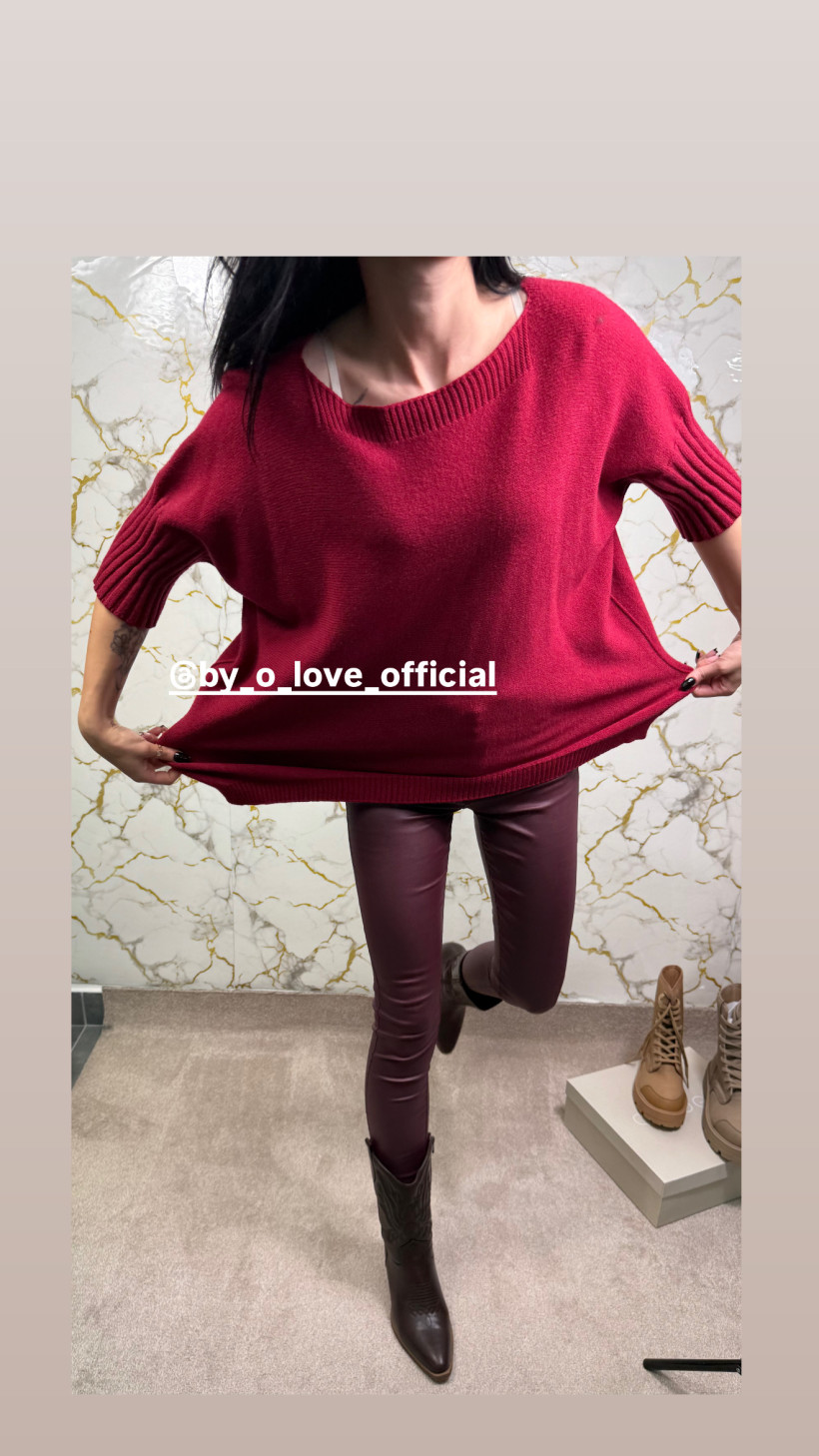 Nowy damski sweter nietoperz bordo