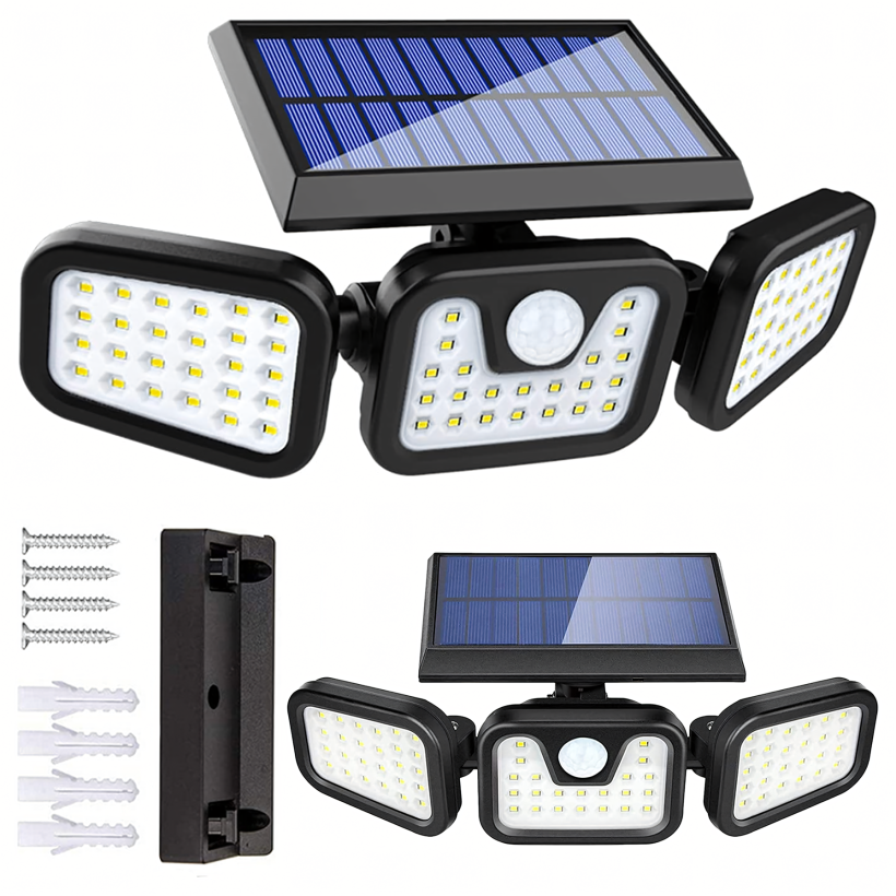 Lampa solarna 74 LED 4w1 zewnętrzna uliczna z czujnikiem ruchu i zmierzchu