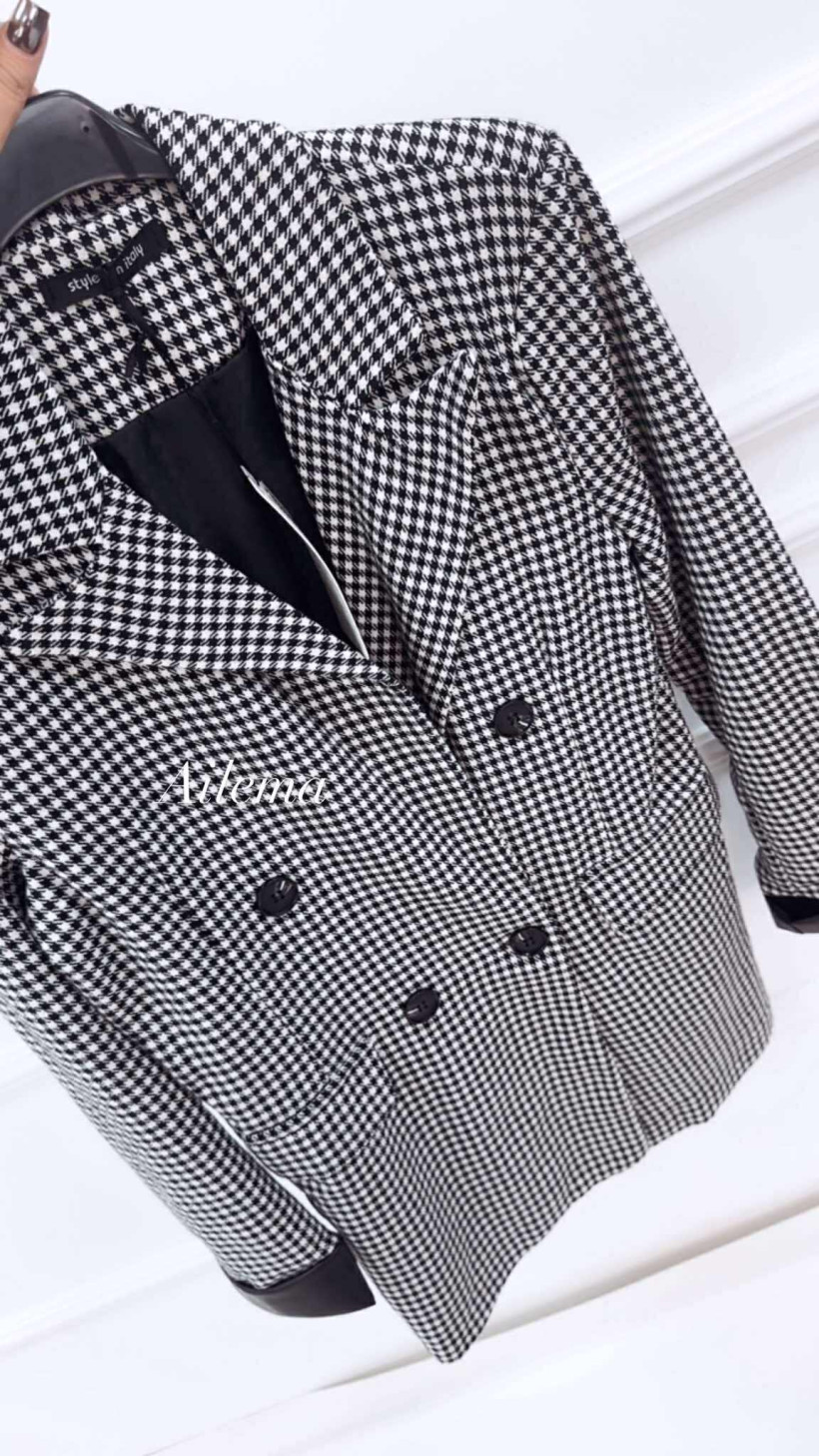 Marynarka kk709 pepitka rękaw zakończony mankietem