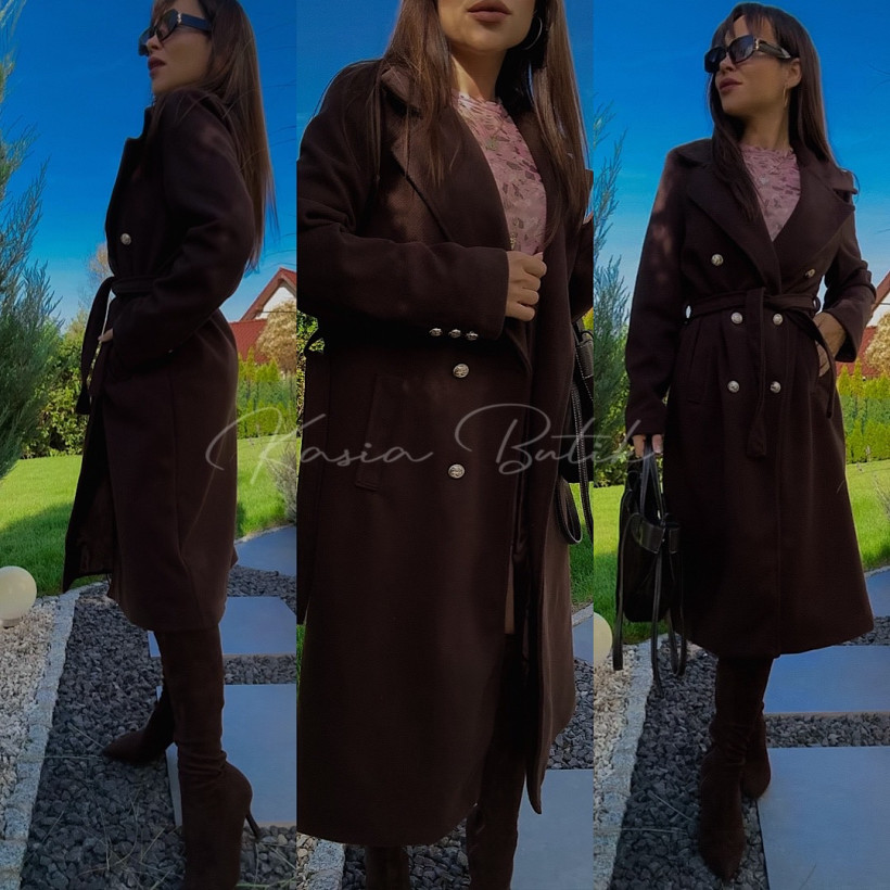 Płaszcz Elegancki Marina Czekoladowy