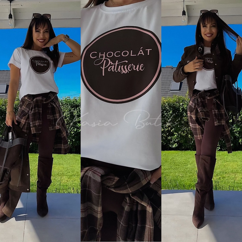 T-Shirt Bawełniany Chocolate Biały