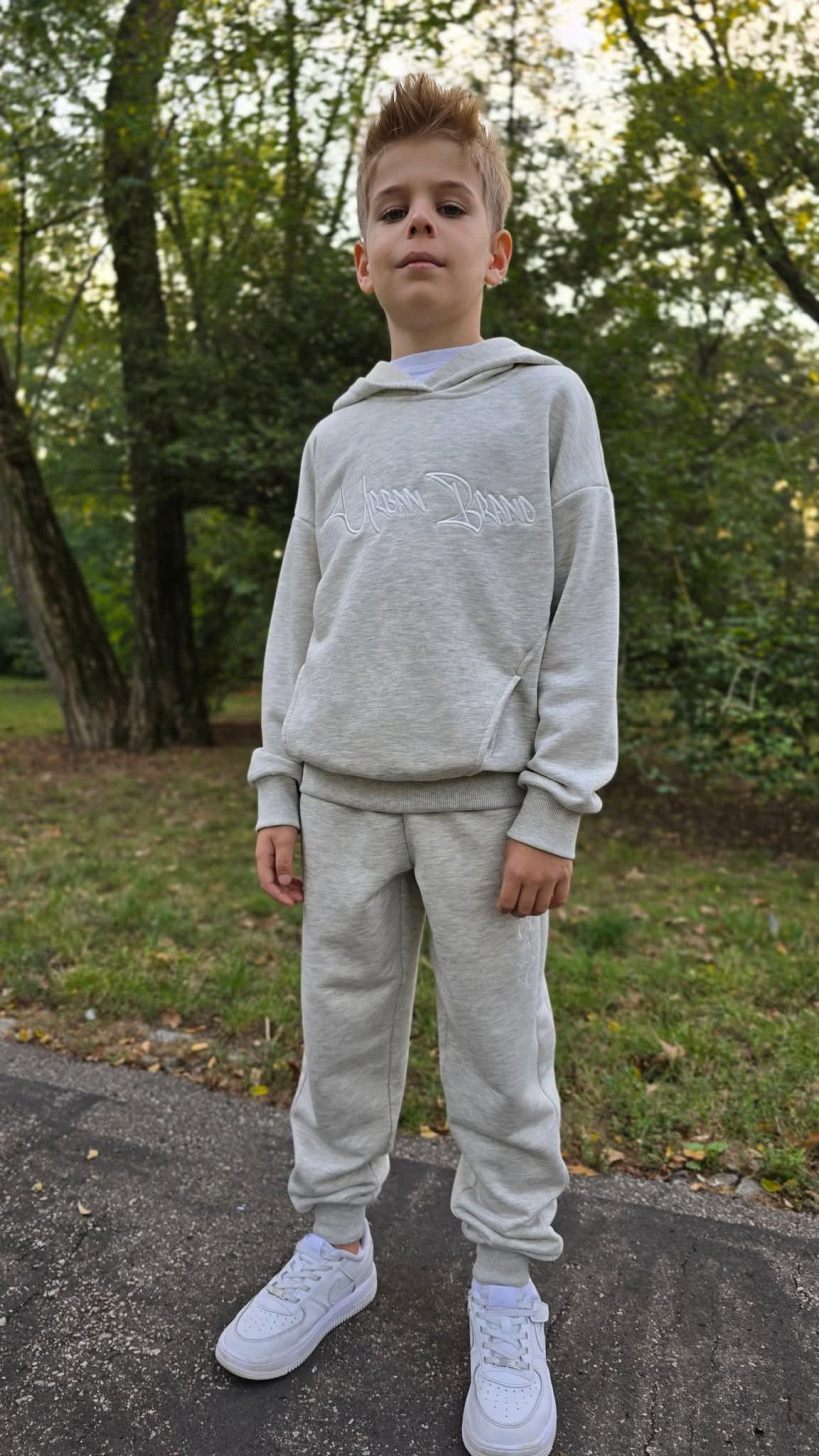 BLUZA Z KAPTUREM SZARY MELANŻ URBAN BRAND