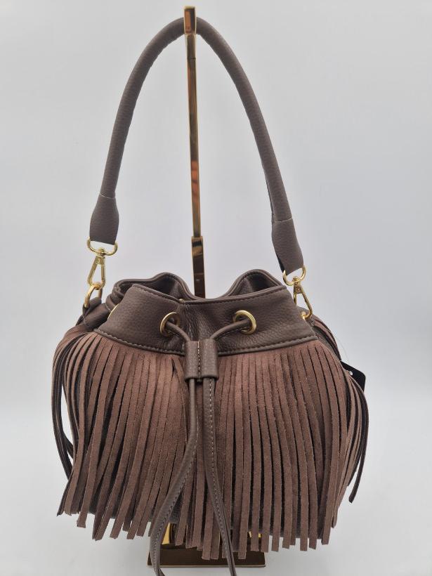 TOREBKA WOREK Z FRĘDZLAMI KOLOR TAUPE MASSIMO CONTTI