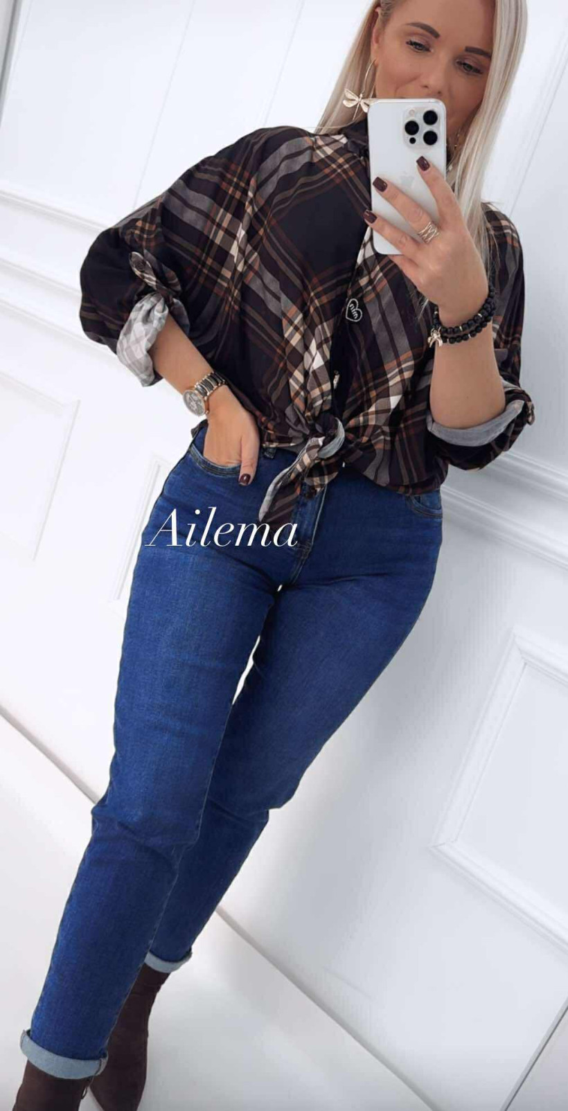 Jeansy Cudi C97202 mom fit z paskiem