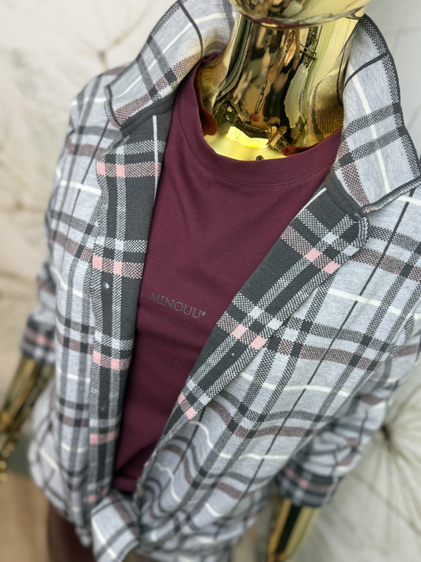 Koszula dziana w kratę  (żakard) Minouu