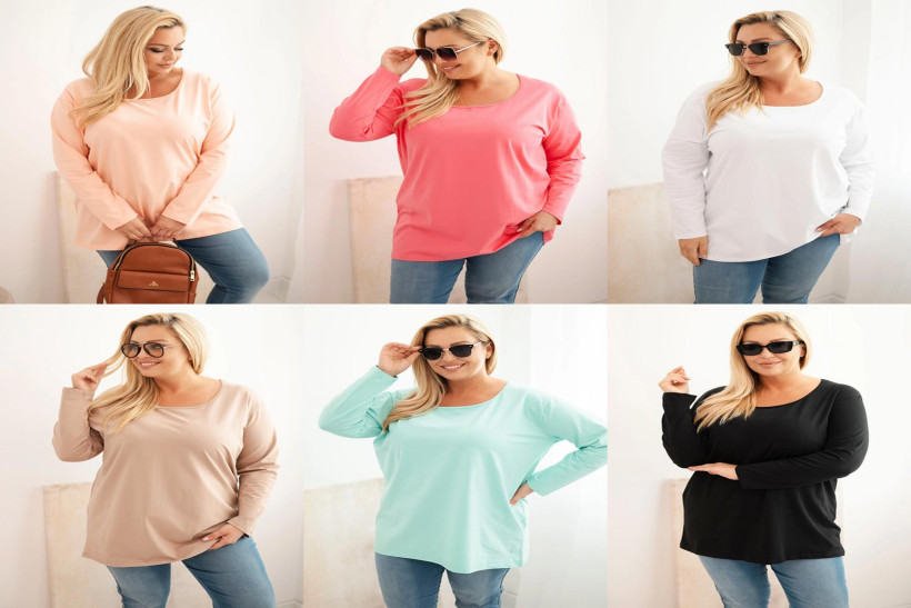 Bluzka damska z dekoltem w łódkę 2XL-4XL - kolory